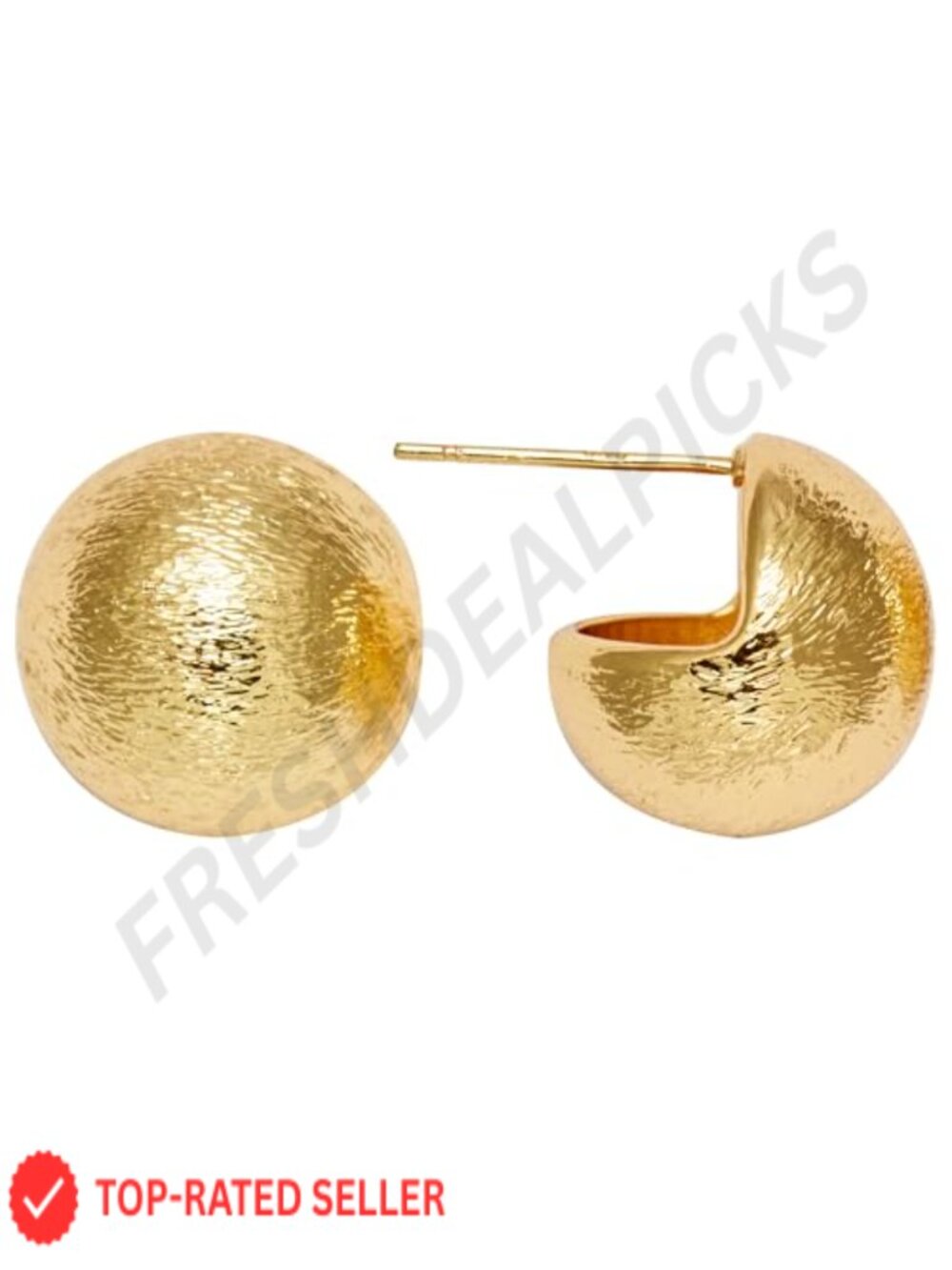 18K Gold Plated Matte Dome Stud Earrings Half Ball Button 925 Sterling Silver